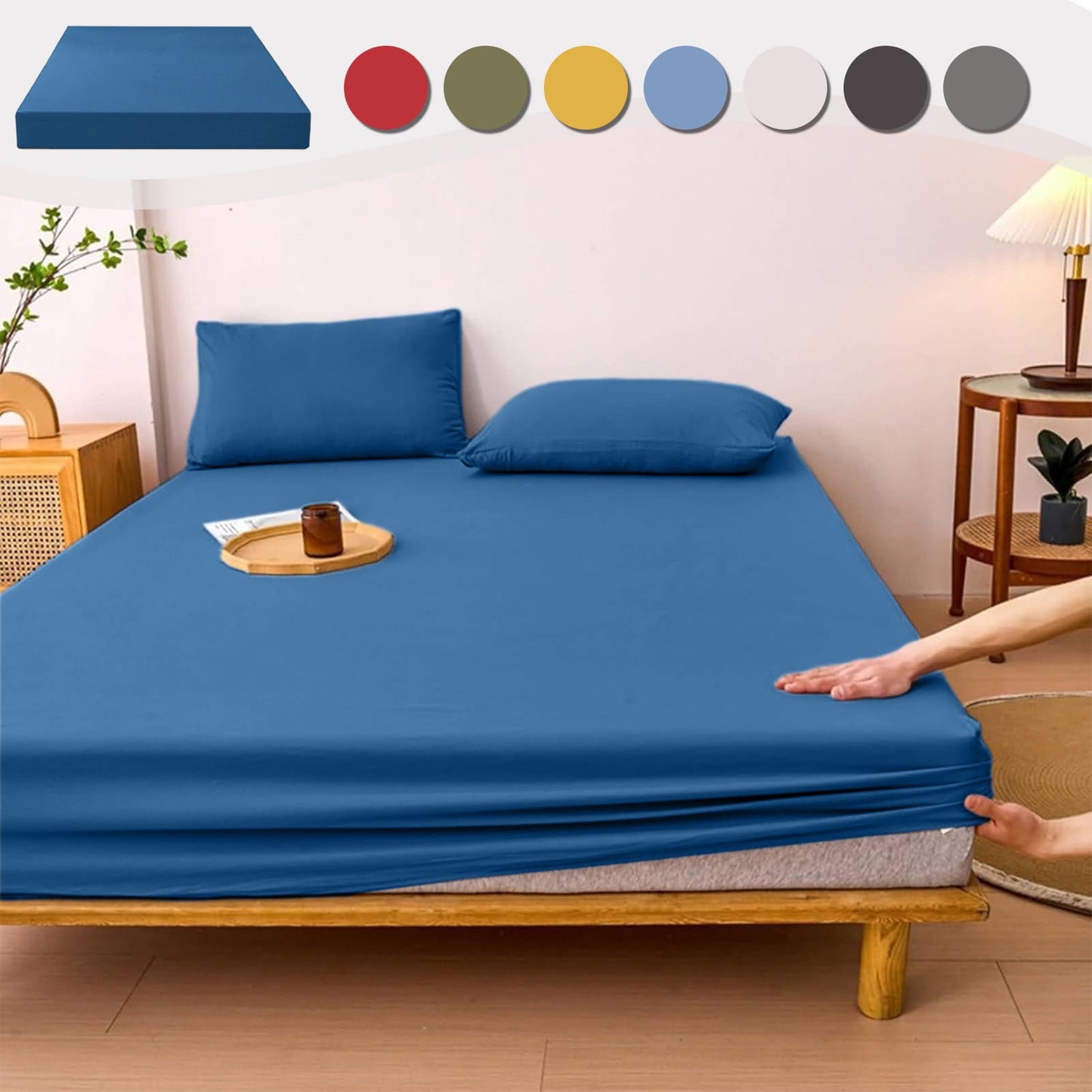 Knit Fitted Sheet,Double Bed Fitted Sheet,Sheets,Full Fitted Sheets Ultra Soft Comfortable and Durable Full Size, Solid Cotton Bedsheets(Black 80*55*12in)