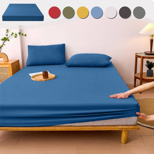 Knit Fitted Sheet,Double Bed Fitted Sheet,Sheets,Full Fitted Sheets Ultra Soft Comfortable and Durable Full Size, Solid Cotton Bedsheets(Black 80*55*12in)