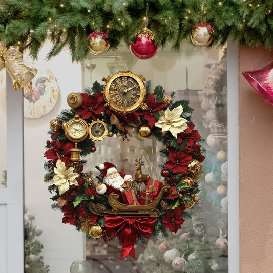 Christmas Window Stickers,Wreath Window Clings Decorations, Garland Window Glass Stickers Removable Vinyl Decals Xmas Ornament Holiday Decor Party Supplies(1pc 12in/30cm)
