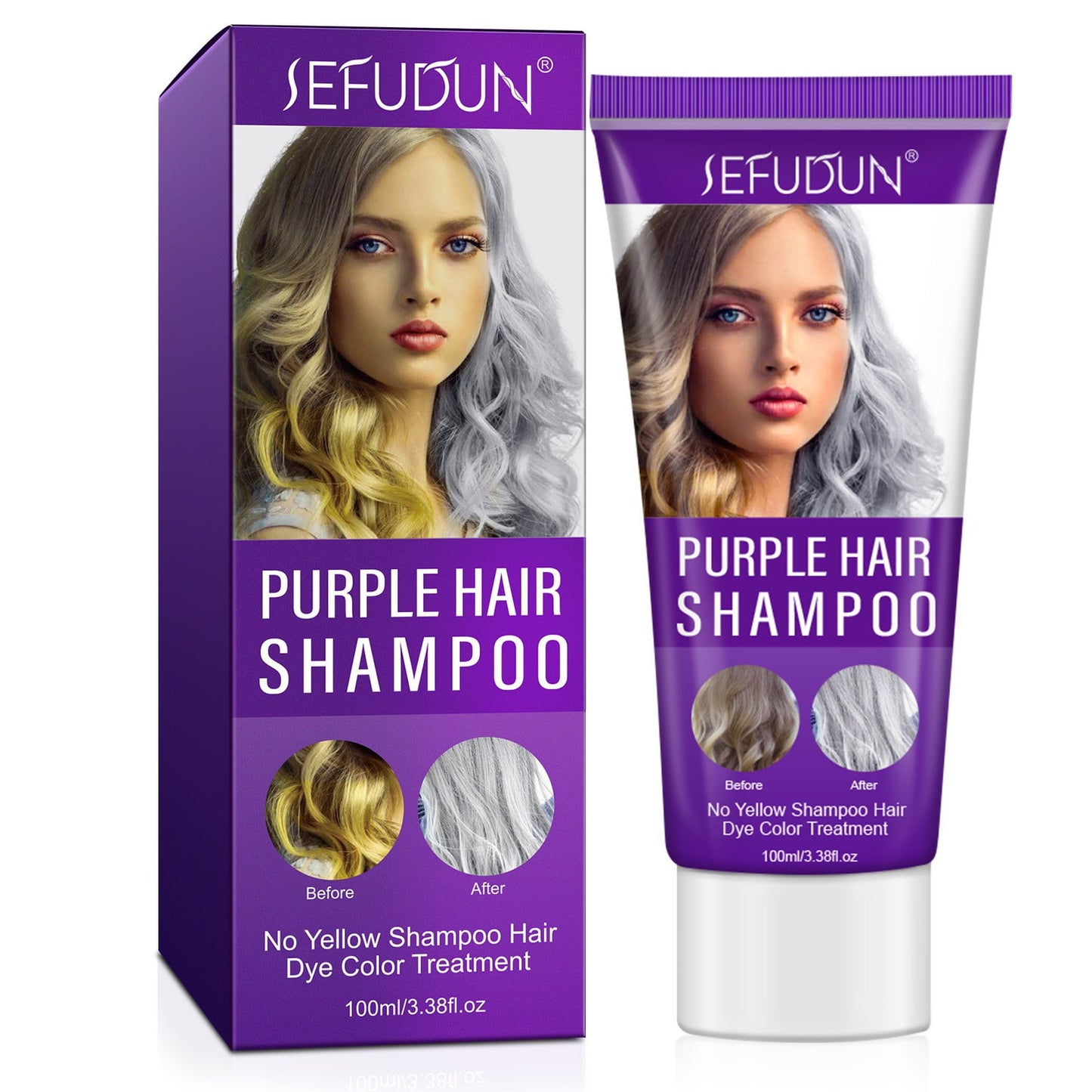 Hair Shampoo,Shampoo for Women,Purple Shampoo Hair,Gently Cleanses and Softens, Safe for Color-Treated Hair,Hair Dye Shampoo for Women & Men,Let Hair Gray To Grandma Gray(100ml/3.38fl.oz)
