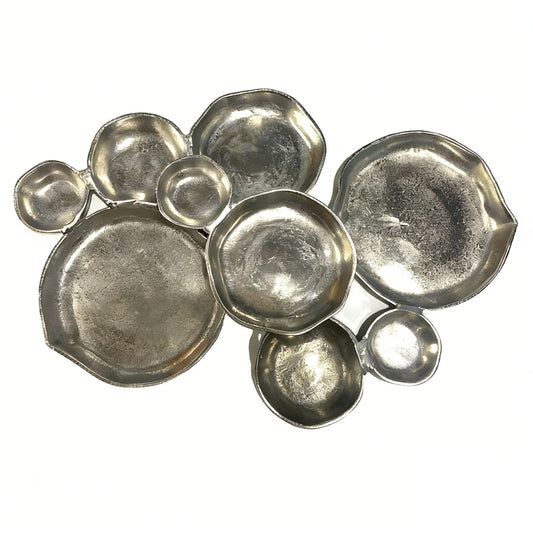 Cluster Serving Bowls Connected Gold Serving Tray Serving Bowls for Entertaining, Modular Gold-colored Bowl Set As Party Gathering Table Centerpiece Decor