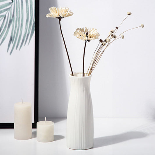 Flower Vase,White Ceramic Vase,Small Cute Flower Vase for Pampas Grass,Home,Living Room,Dining Table,Farmhouse,Office Decor,Bedroom,and Kitchen Shelf(D 7in)from ANMUYUM