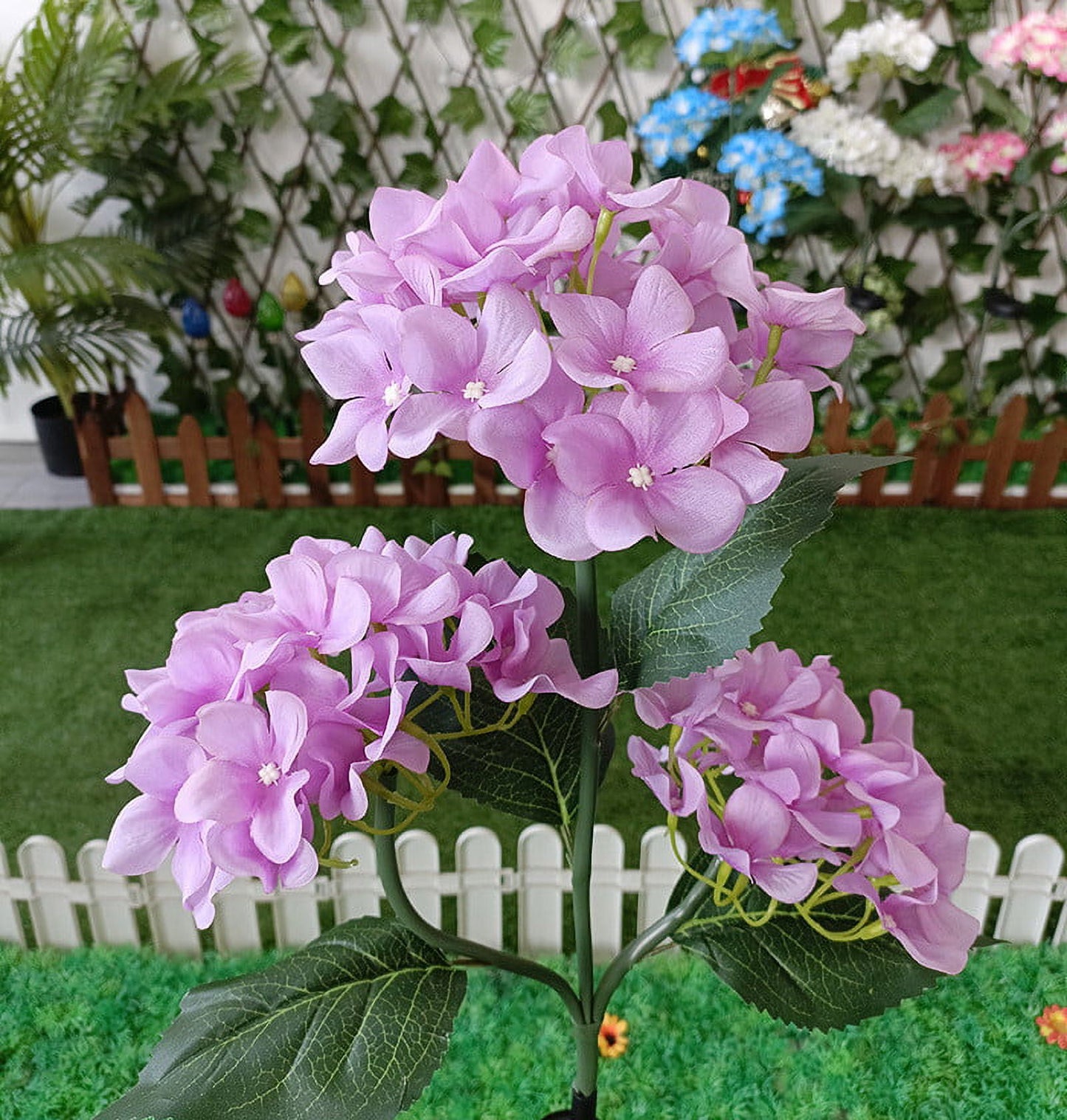 Solar Powered Flowers,Solar Lantern LED Decorative Outdoor Lamp Flower Lantern Solar Light,Outdoor Solar Lights Waterproof Hydrangea Garden Stake Lights(Purple 1pc 32in)