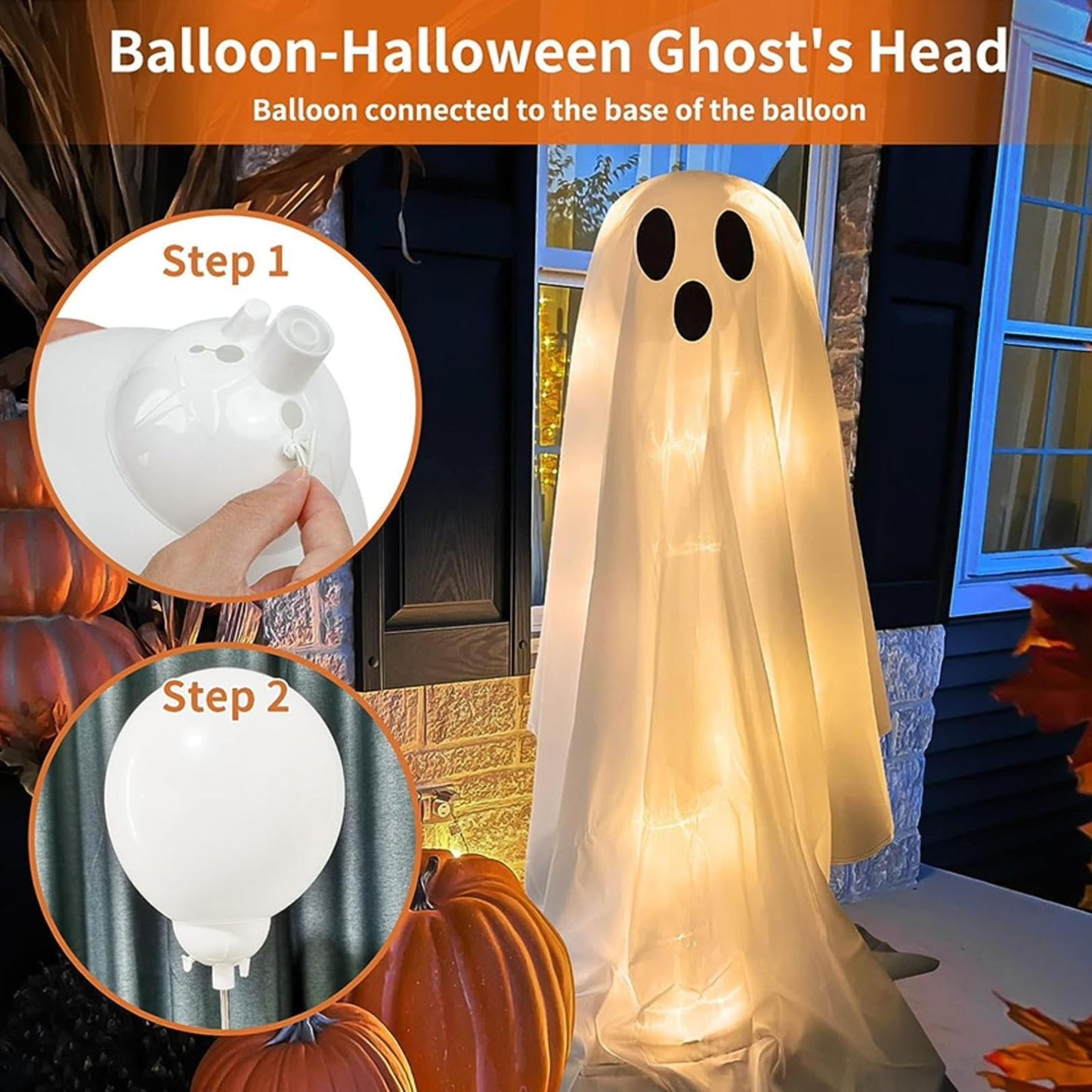 Ghosts of Halloween,Halloween Yard Decorations,Light Up Ghost Outdoor Decorations Indoor with Remote Control LED String Lights,Halloween Decorations Ghost(80in)