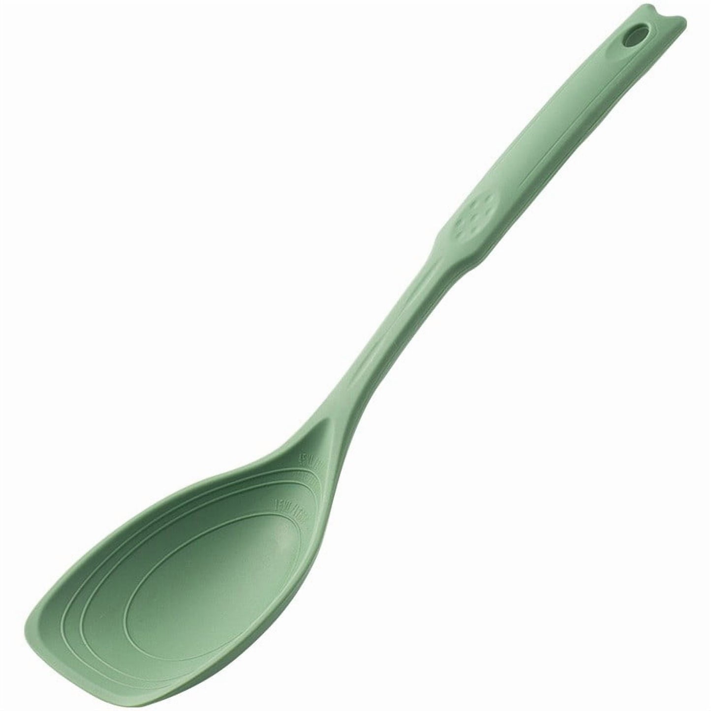Silicone Spoons For Cooking,Baking Essentials,Silicone Ladle,12inch Multi-Functional Silicone Spatula,One-Piece Design,Easy To Clean,Non-Stick Solid Spoon For Mixing,Serving,Scooping.(Green)