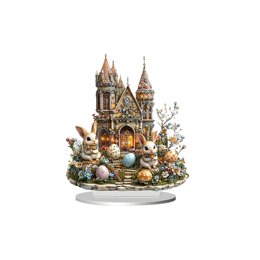 Easter Decor 1PC Easter Ornament 2D Printed Acrylic Decorative Items Suitable For Office Desktop Bookshelf Dining Table Decoration Easter Themed Decorative Accessories