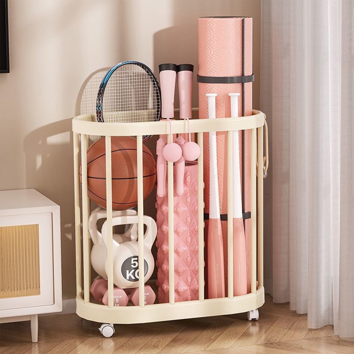 Yoga Mat Holder At Home Gym Equipment Home Storage, Large-Capacity Portable Basket for Workout Gear & Laundry, Bathroom & Fitness Room Organizer