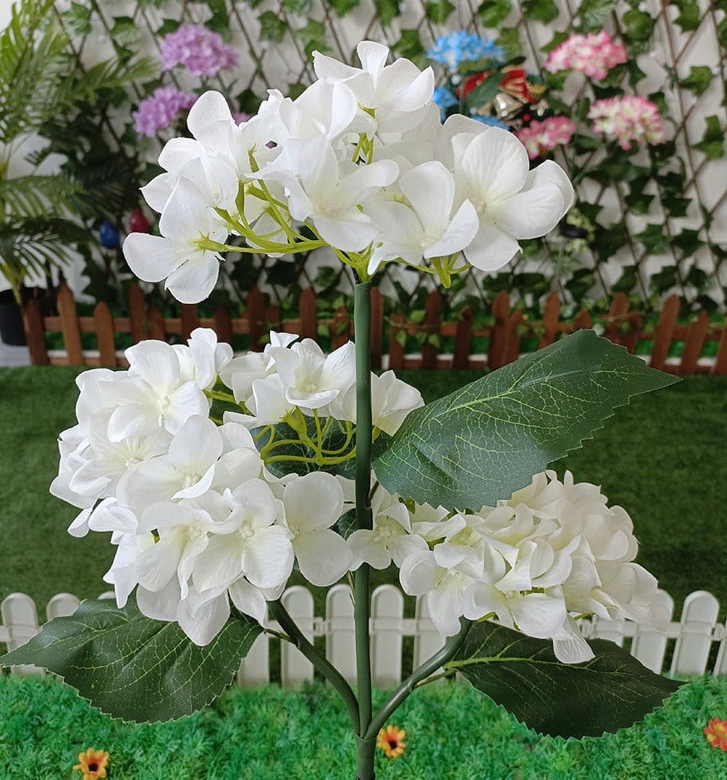 Solar Powered Flowers,Solar Lantern LED Decorative Outdoor Lamp Flower Lantern Solar Light,Outdoor Solar Lights Waterproof Hydrangea Garden Stake Lights(White 1pc 32in)