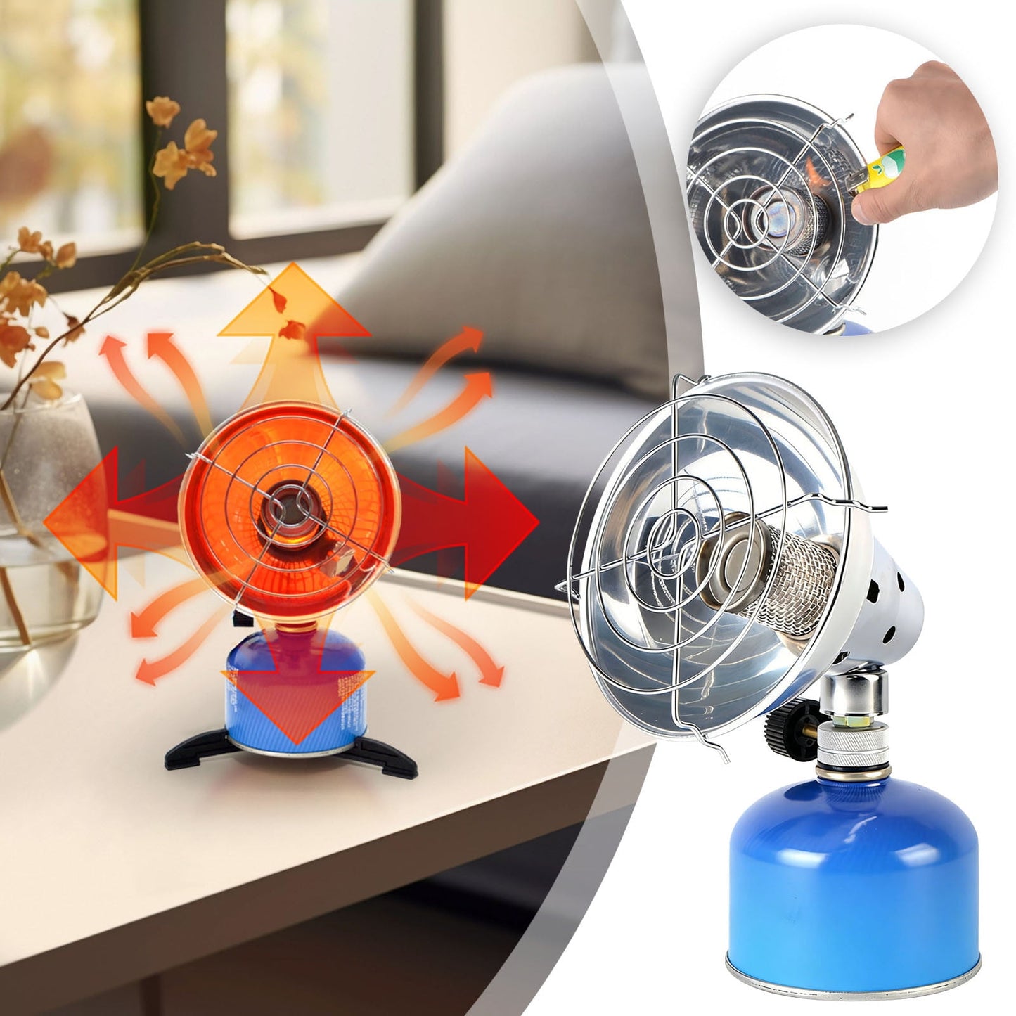 Camping Tent Heater Safe Camping Tent Heater Camping Heaters for Tents Portable Gas Stove Cover, Mini Sun Heating Shield for Winter Camping, Ice Fishing & Outdoor Tent Warmth