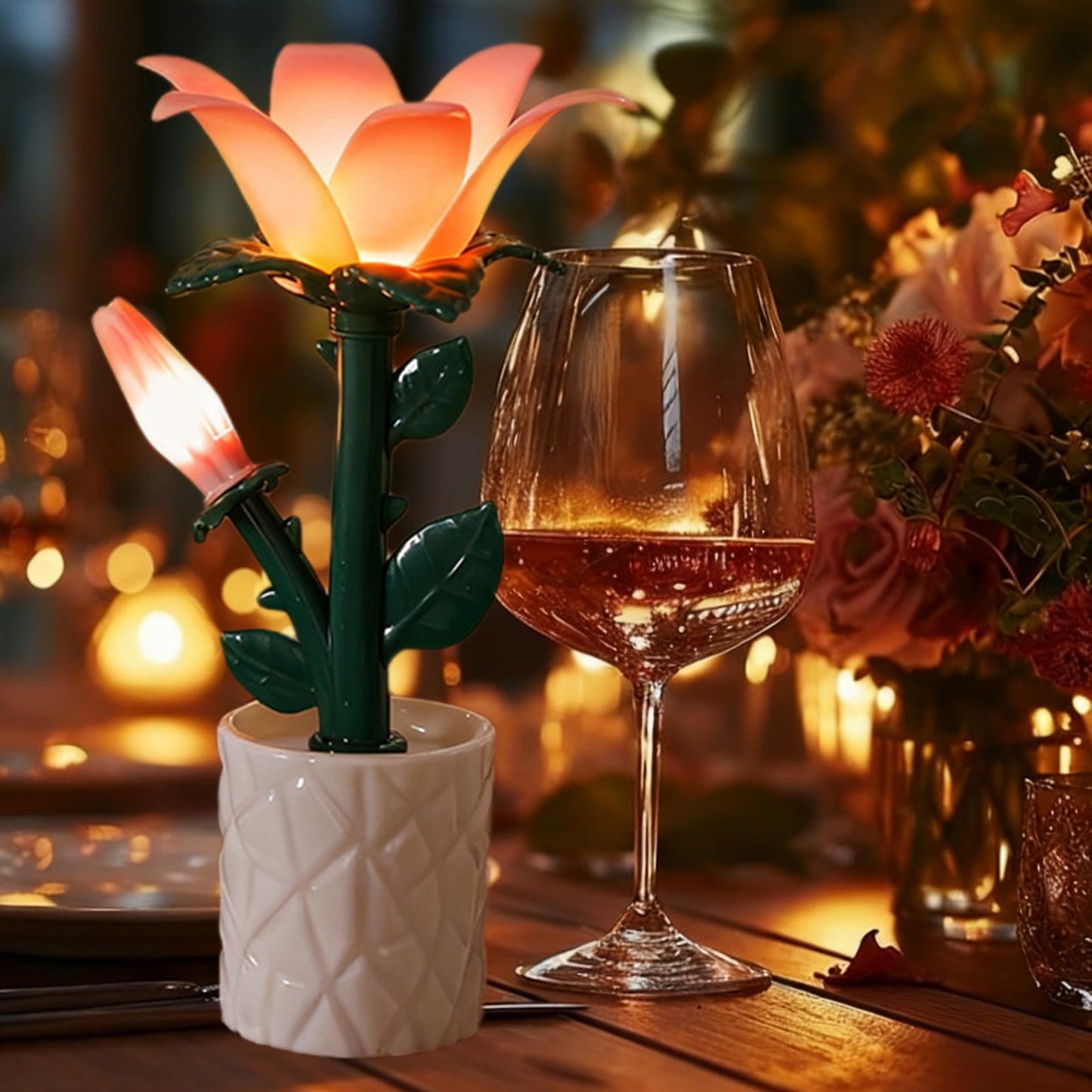 Night Light, Mini Lantern, Rechargeable LED Night Light, Floral Table Lamp, Suitable for Bedroom, Living Room, Birthday Parties as Tabletop Home Decor & Holiday Gift