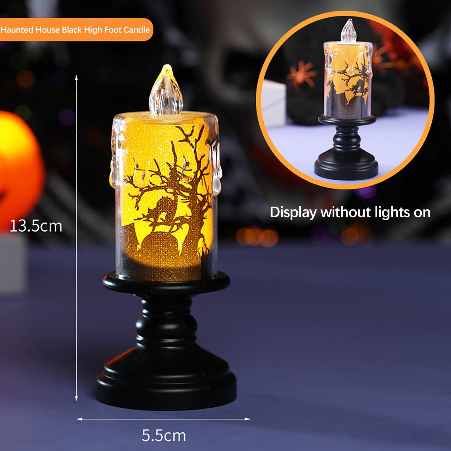 Halloween Sale ,Halloween Ghost HouseAtmosphere Decoration Black High Foot Candle Lamp Electronic Luminous Decoration