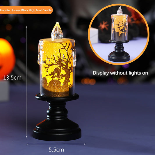 Halloween Sale ,Halloween Ghost HouseAtmosphere Decoration Black High Foot Candle Lamp Electronic Luminous Decoration
