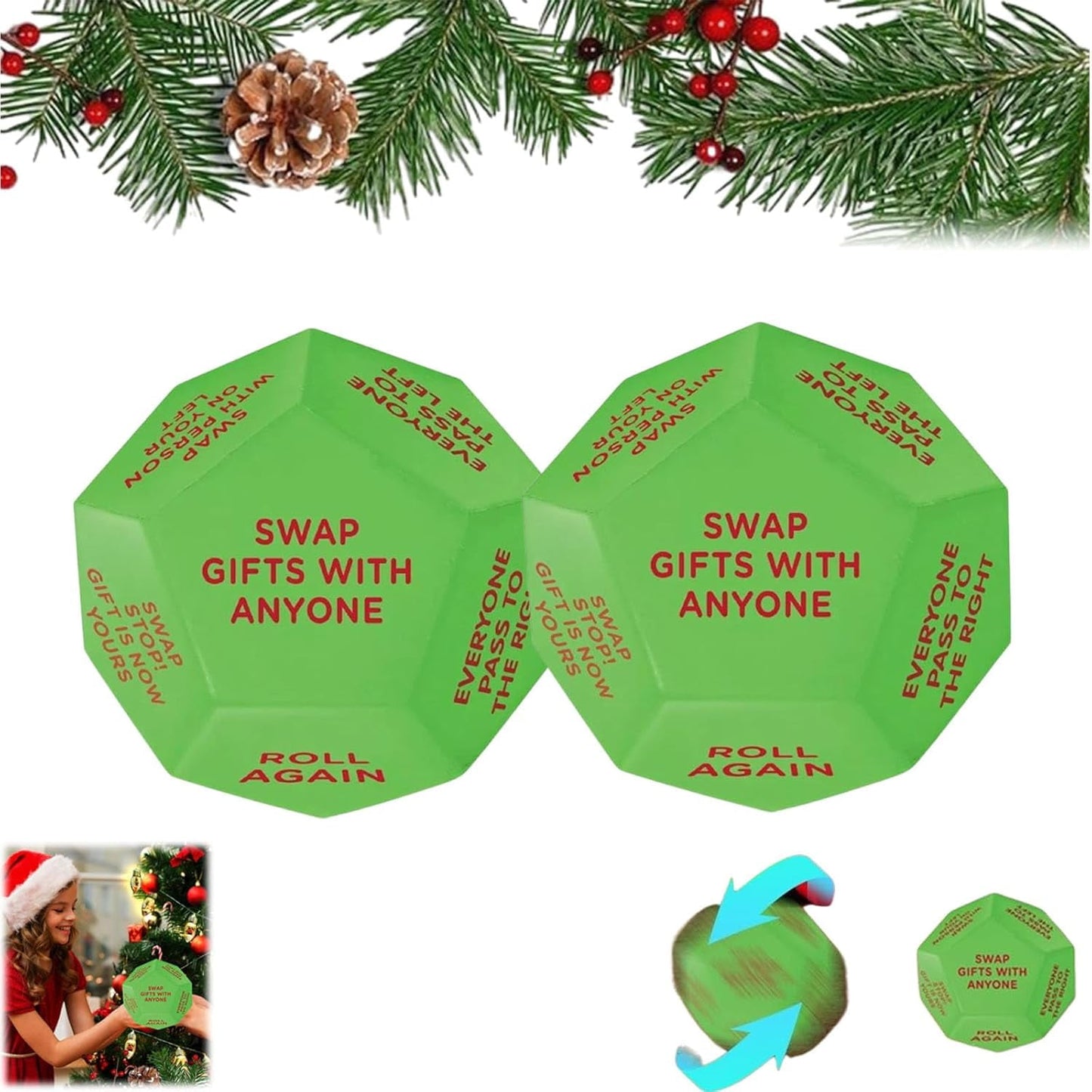 Santa Swap Gift Exchange Dice, 2025 New Exchange Dice Game, Christmas Party Gift Exchange Dice Game, Santa 2025 Gift Exchange Dice, Christmas Group Party Game, 12 Different Sides Dice