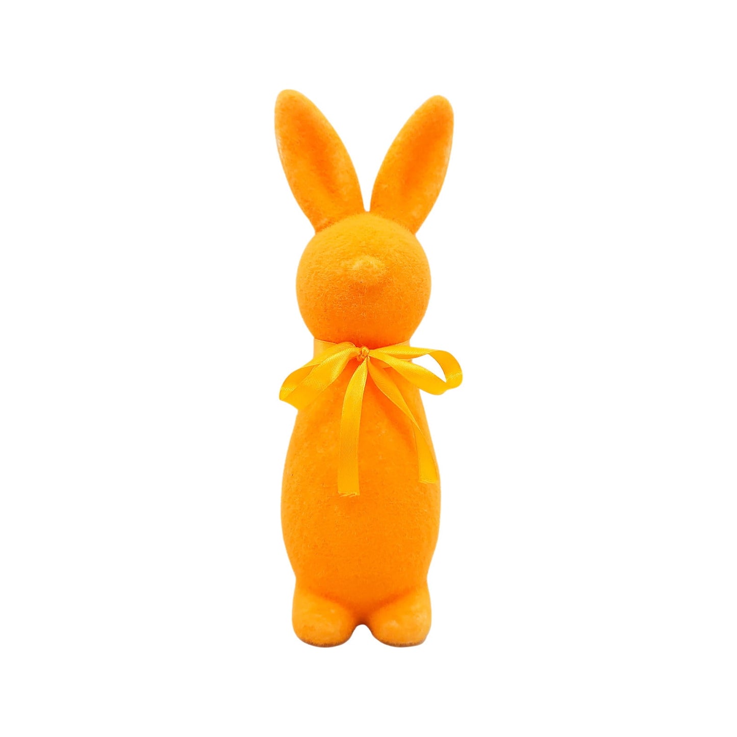 Easter Ornaments Flocked Bunny Statue With Bow Shiny Easter Bunny Desktop Decoration Flocked Foam Bunny Statue Easter Indoor Decoration 22 Cm 8.6 Inches