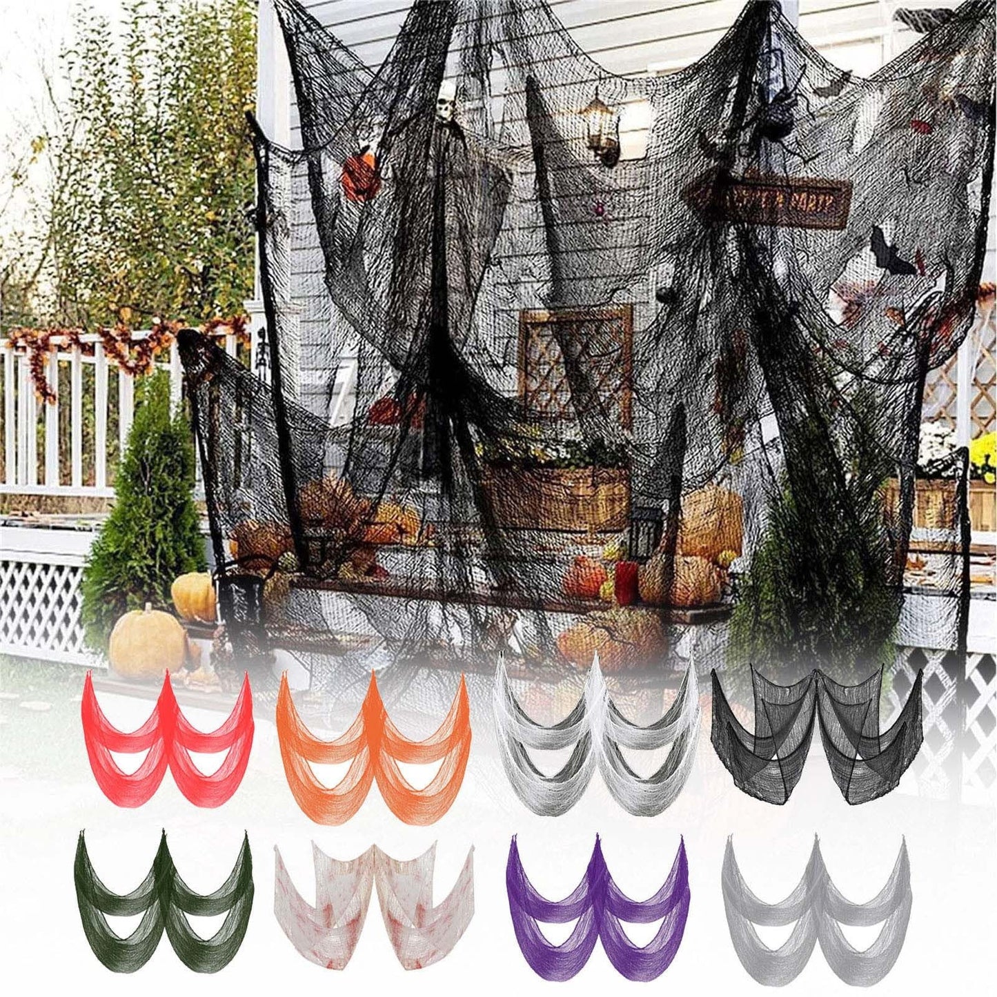 Halloween Creepy Cloth,Halloween Fabric,Black Creepy Cloth,Indoor Outdoor Black Scary Halloween Gauze Tapestry Decor,Halloween Black Spooky Scary(Black 72*30in)