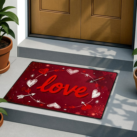 Welcome Mat Front Door Mat Valentines Day Decorations, Anti-Slip Indoor Outdoor Entrance Mat, Bathroom & Porch Carpet for Home Decor & Festive Greetings, Ideal for Couples & Hosts