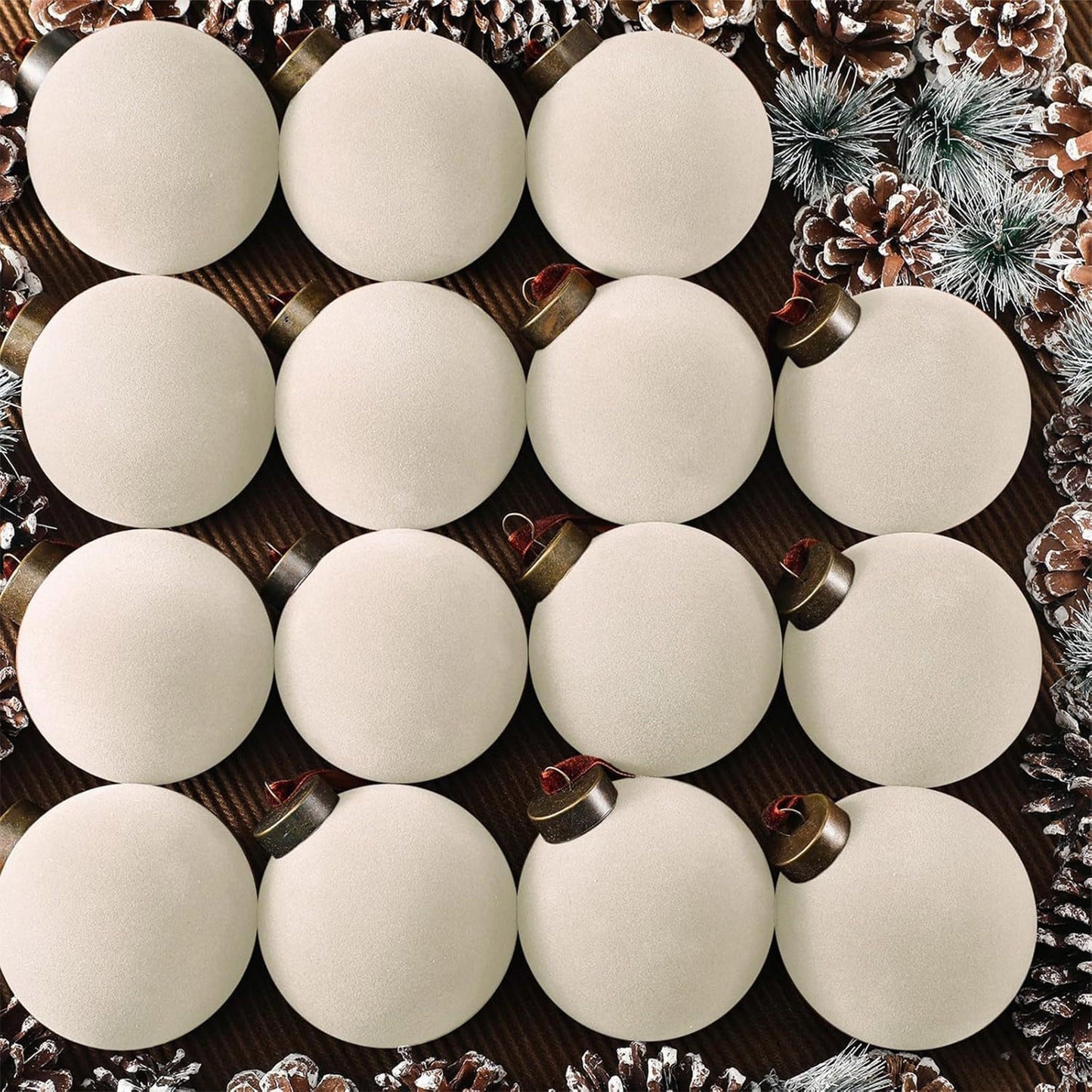 15Pcs velvet ornaments,white christmas ornaments,3.14Inch,Velvet Christmas Ball Ornaments, white Flocked Xmas Plastic Ball Small Shatterproof Decorative for Family Holiday Party (white)