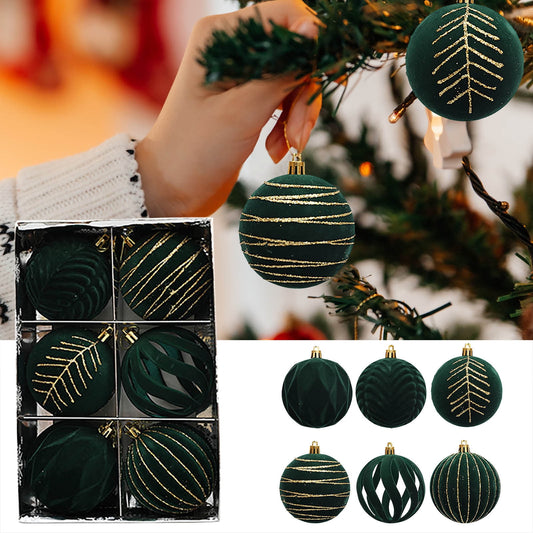 Nightmare Before Christmas Decor,Christmas Decorations,6PC Christmas 8cm White Dark Green Jujube Red Velvet Powder Christmas Tree Hanging Window Decoration Velvet(Green 6pcs 3in)