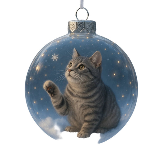 Cat Snow Globe,Glass Ball Christmas Ornaments,Cute Cats Christmas Ornaments Collection,Vivid 3d Animal Decoration,Each With Unique Winter Charm And Story ¨CHoliday Decor And Cats Lovers(D)