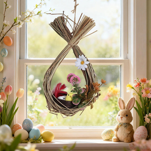 Easter Wreath Easter Decorations for Home Spring Decorations for Home, Holiday Party Garland Set, Indoor Outdoor Window Wall Decor for Easter Celebration