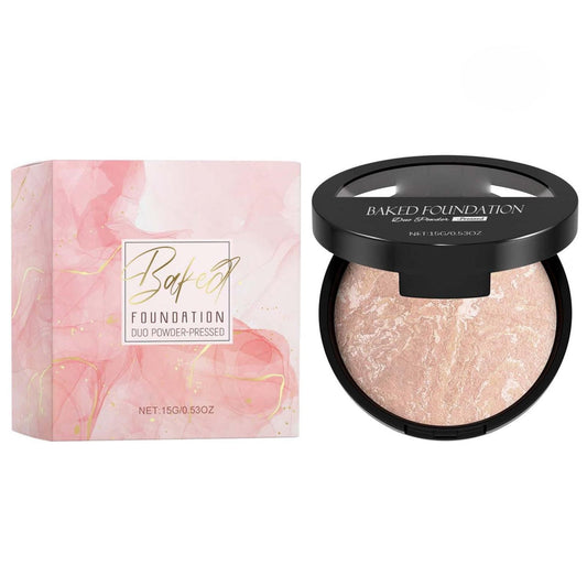 Compact Powder,Face Powder,Baked Foundation For Mature Skin, Brighten Color Correcting Powder Foundation Full Coverage for Face, Lasting Oil-control Shimmer Natural Smooth(1pc)