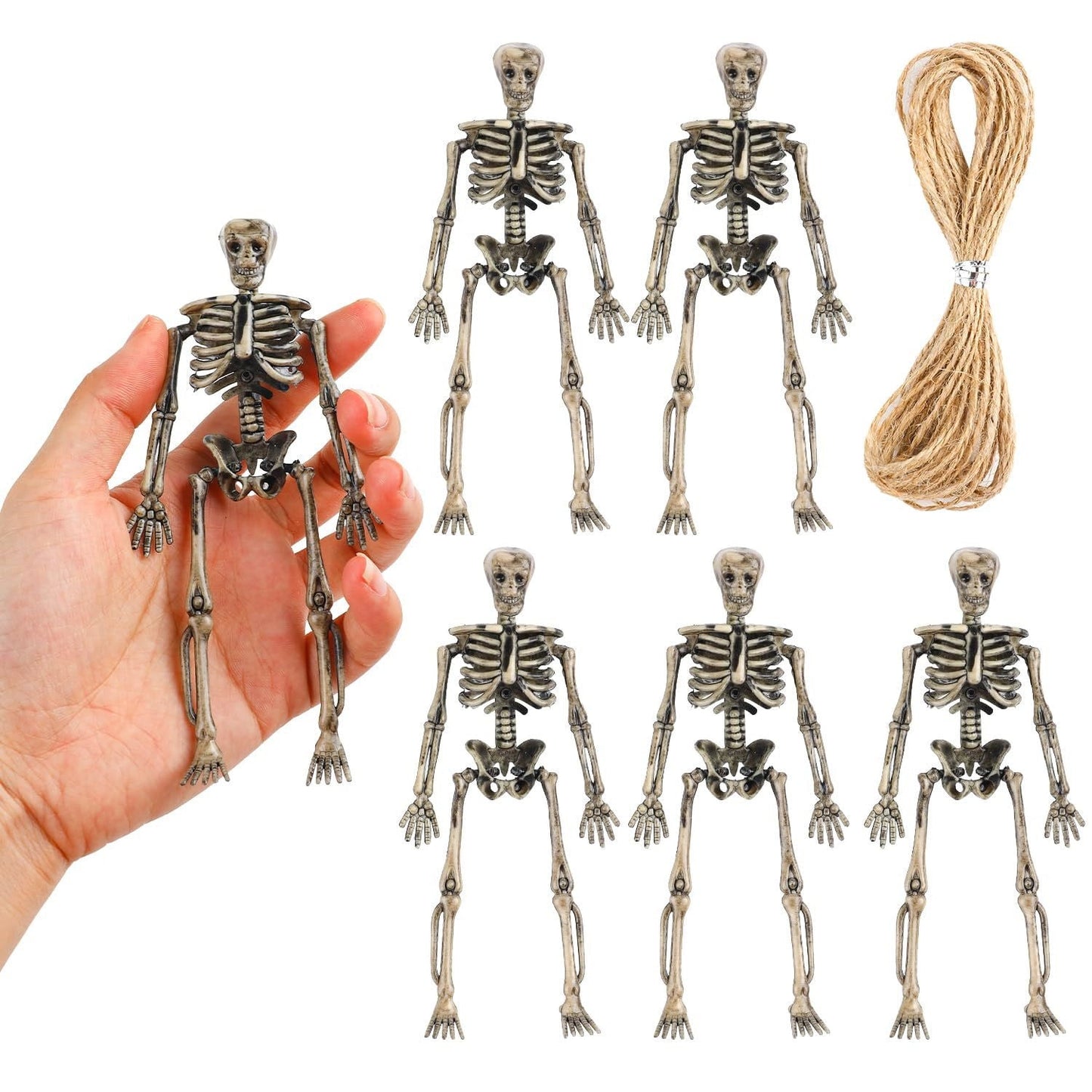 Mini Skeleton Figurines,Skeletons for Halloween,Mini Skeletons for Halloween Decor, 8 Piece Mini Seleton Figurines 6in Small Skeleton Halloween Decoration(8pcs/Set 6in)