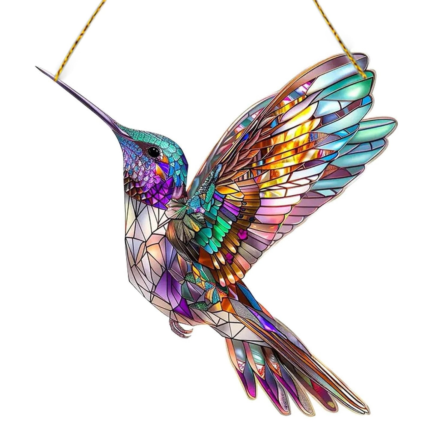 Stained Glass Birds,Humming Bird Christmas Ornaments,Birds Sun Catcher,Hummingbird Suncatchers for Window Hanging, Acrylic Stain Glass Pattern Birds Christmas(B 6-8in)