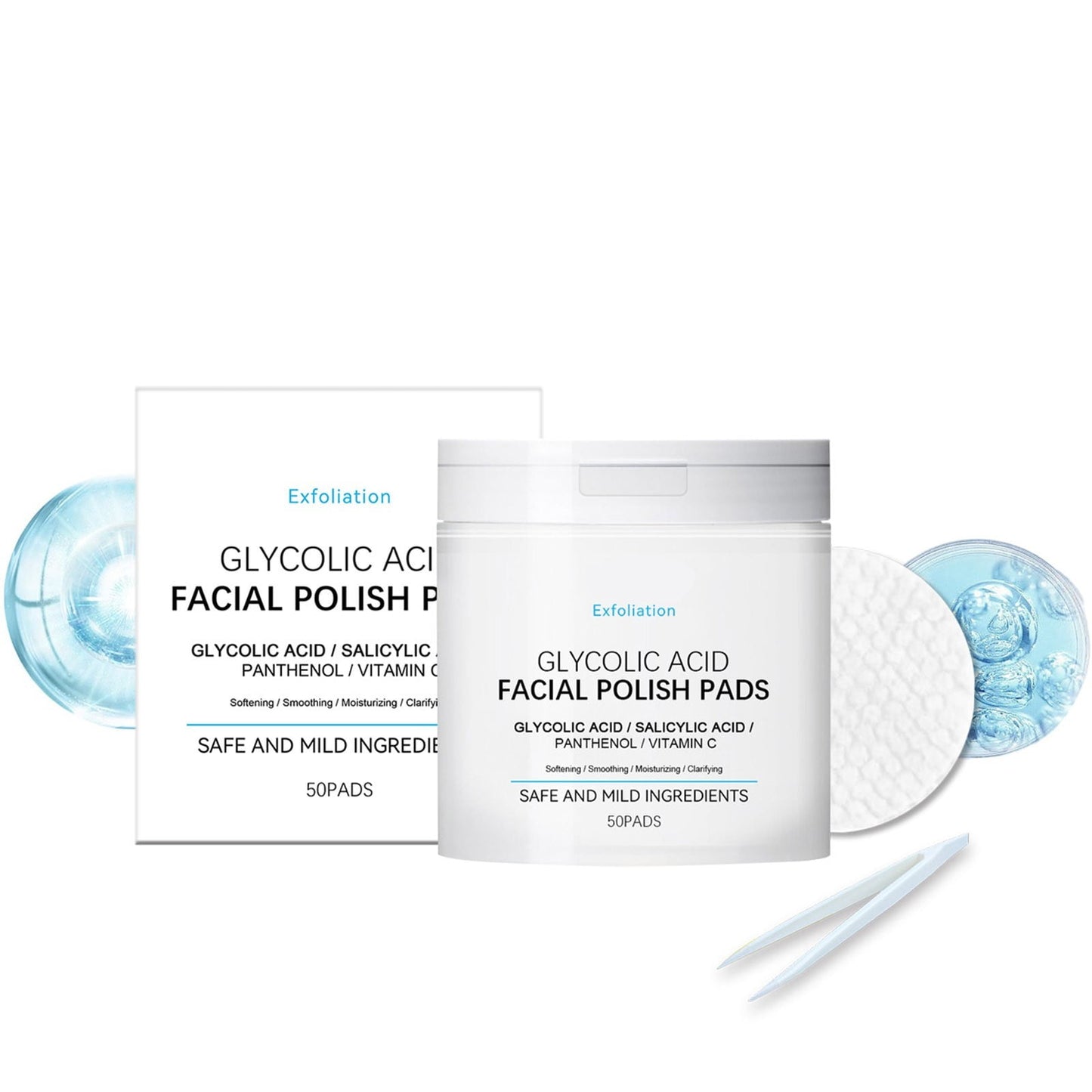Glycolic Acid,Anti Aging Pads,Face Exfoliator Pad,Exfoliating Face Pads,Glycolic Exfoliating Cotton Pad Facial Moisturizing Pad Exfoliating Wet(50Pads/Box 50ml/1.69fl.oz)from Biweutydys