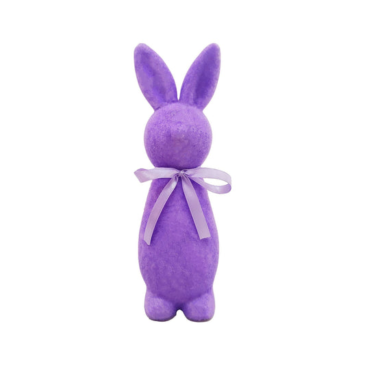 Moss Bunnies Flocked Bunny Statue With Bow Shiny Easter Bunny Desktop Decoration Flocked Foam Bunny Statue Easter Indoor Decoration 23 Cm 9 Inches
