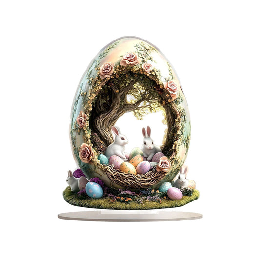 Easter Decorations 1PC Easter Ornament 2D Printed Acrylic Decorative Items Suitable For Office Desktop Bookshelf Dining Table Decoration Easter Themed Decorative Accessories