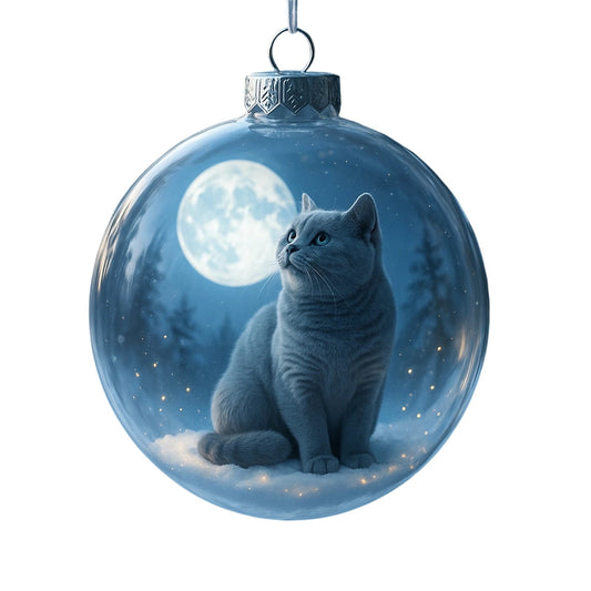 Cat Snow Globe,Glass Ball Christmas Ornaments,Cute Cats Christmas Ornaments Collection,Vivid 3d Animal Decoration,Each With Unique Winter Charm And Story ¨CHoliday Decor And Cats Lovers(E)