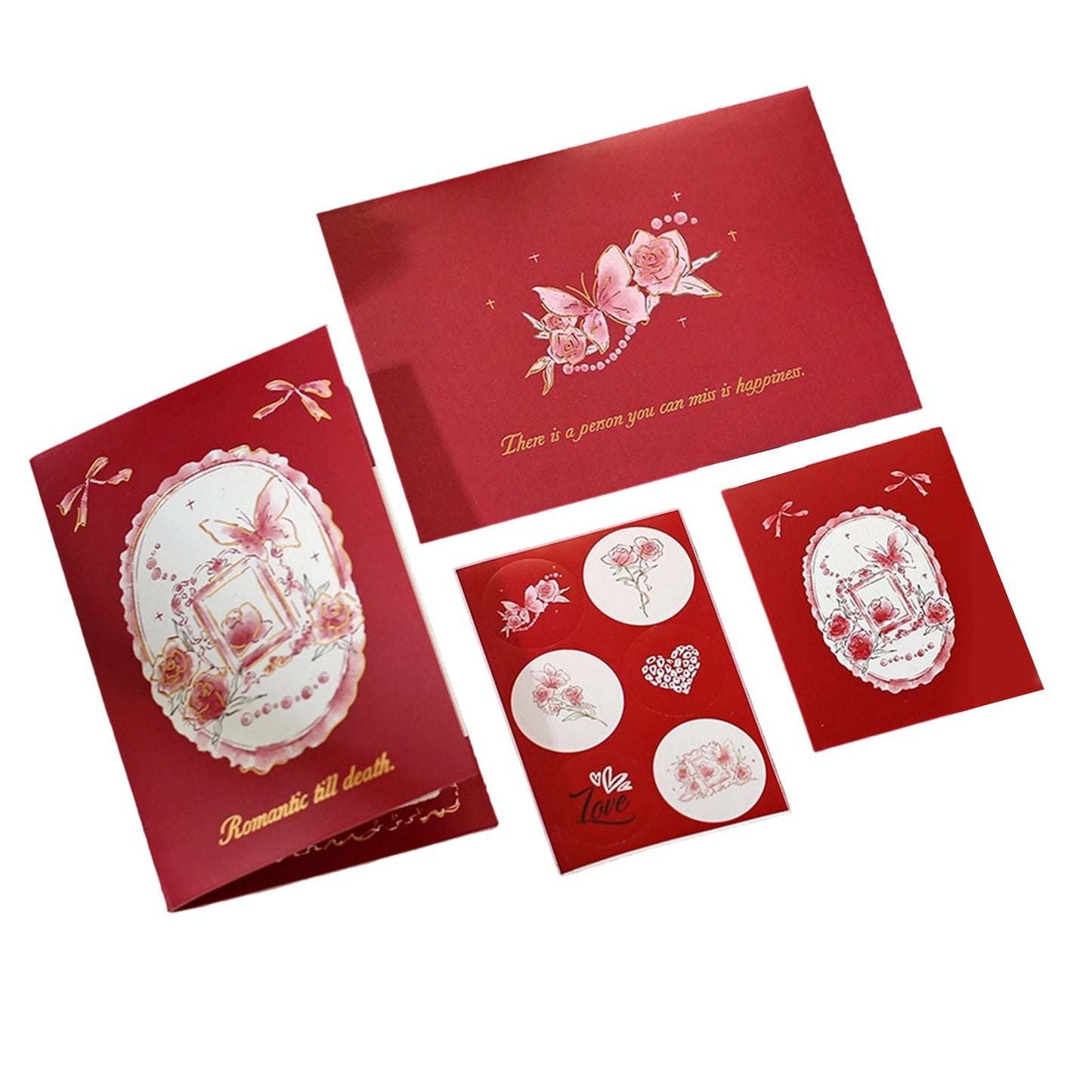 Valentines Day Red Rose Garland Stereoscopic Mommy¡¯s Day Qixi Romance Day Teacher¡¯s Day Classic Rose Flower Message Greeting Card