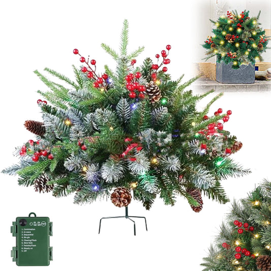 Pre-Lit Pathway Christmas Trees Filler,,Christmas Decorations Indoor,Holiday Planters Holiday Planter Filler Christmas Holiday Planter Filler Lighted Xmas Trees With Tripod Stake(1pc 18in)