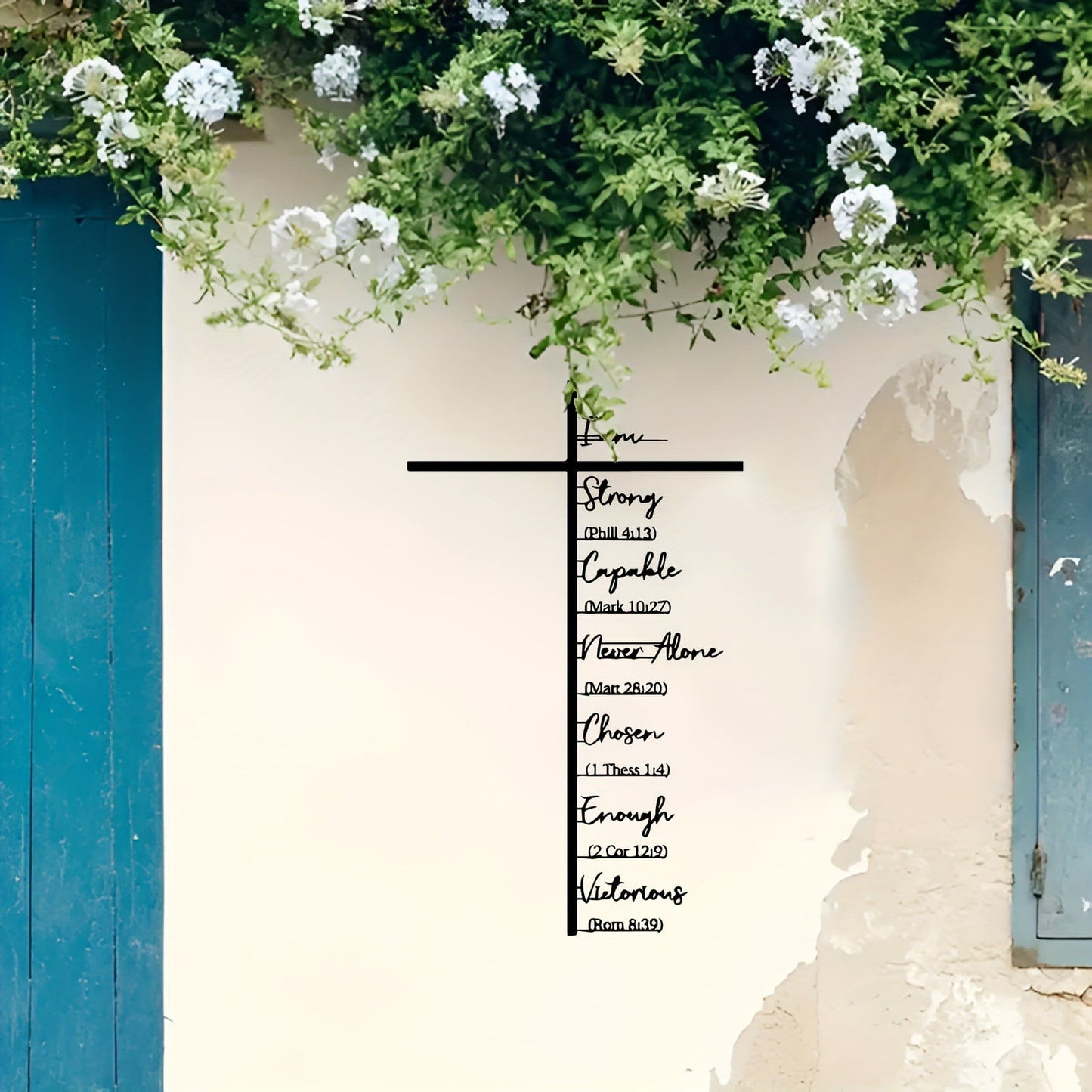 Metal Cross Wall Art With Scripture,Elegant Metal Cross Wall Art,20inch,Scripture-Inspired Design For Peaceful Living Spaces,Indoor Faith-Based Decoration, Decor For Home & Church